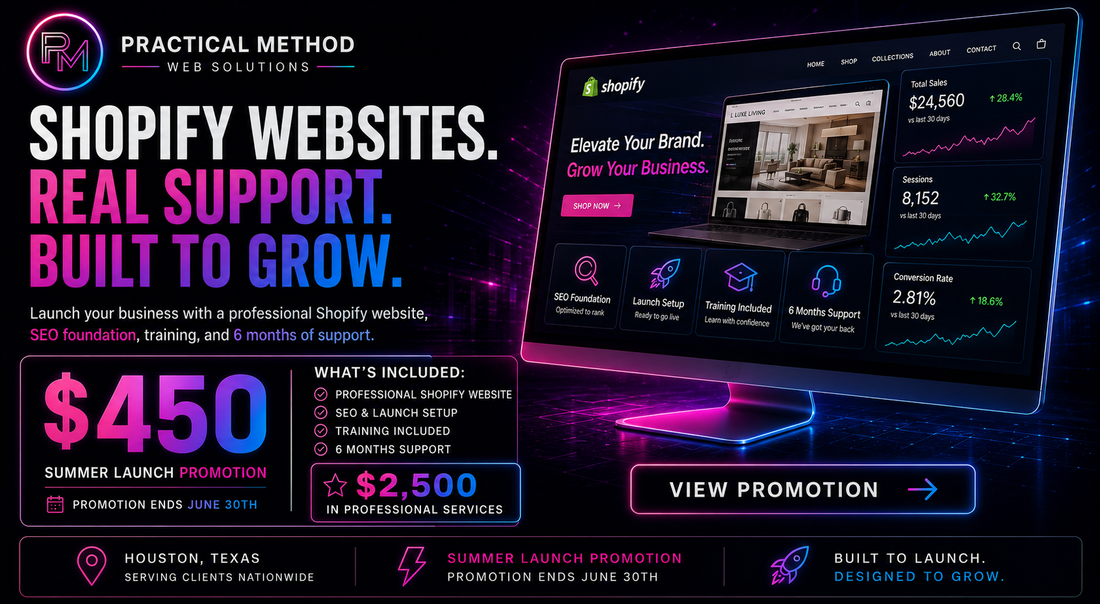 Summer Launch Promotion: $450 Shopify Website Package Through June 30th